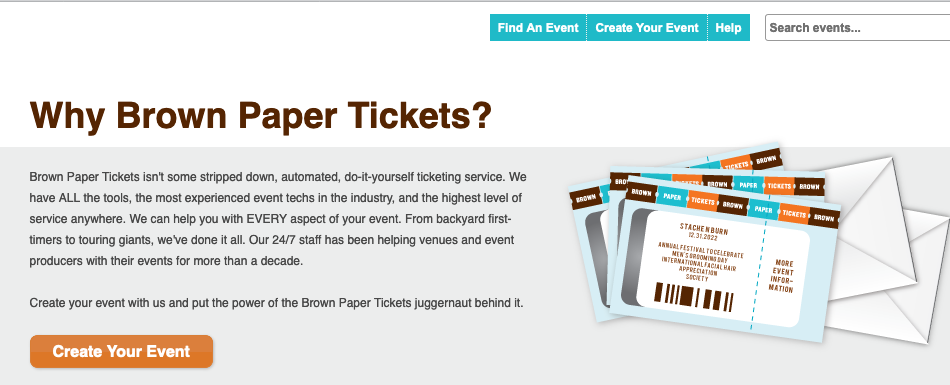 screenshot of Brown Paper Tickets